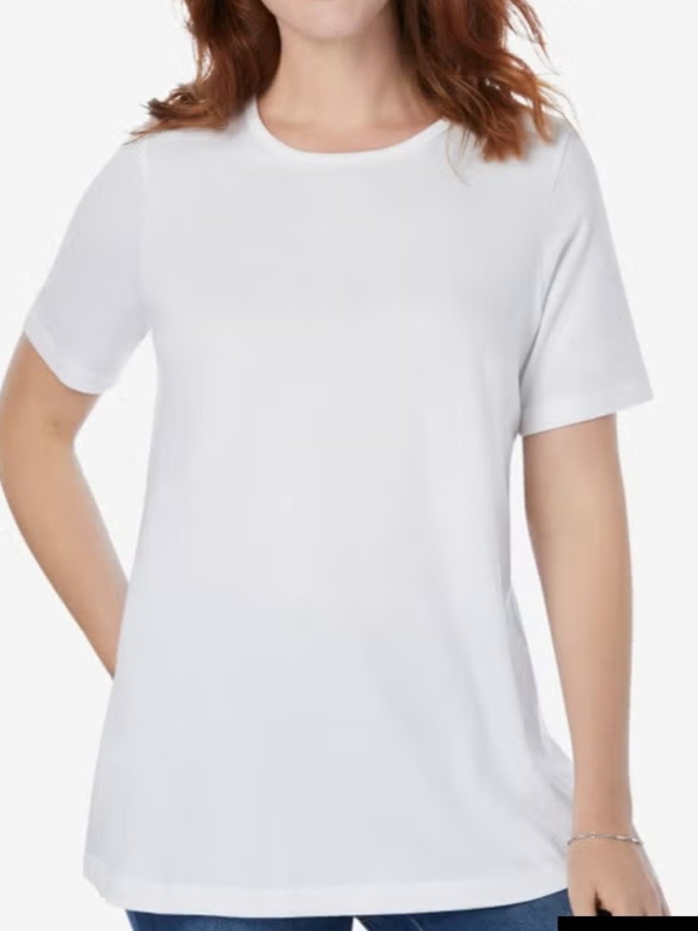 Woman Within White Crewneck Short Sleeve Tee (Set Of 2)